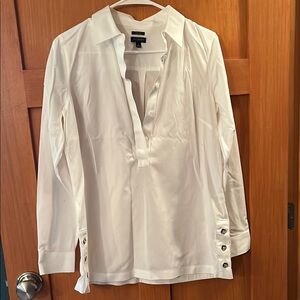 Talbots White Tunic Top with V-Neck